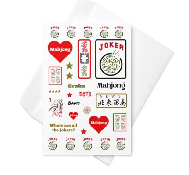 Mahjong Greeting Card with white envelope